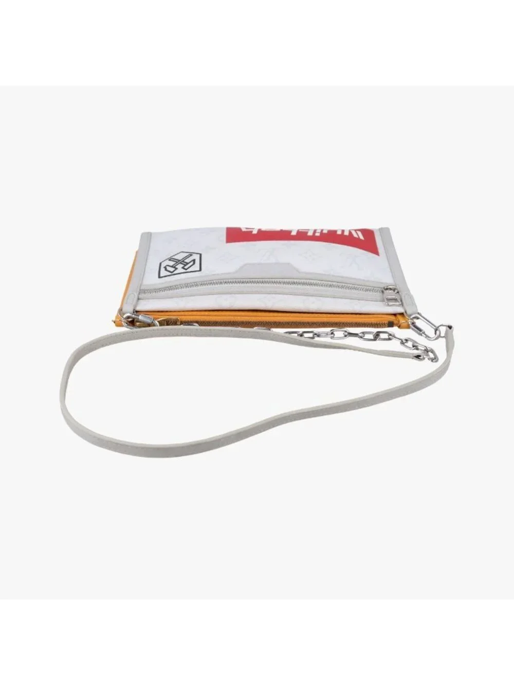 Louis Vuitton Flat Messenger Blanc Orange White Monogram Canvas Ochre Denim